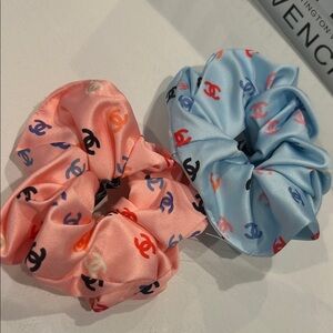 Fashion Jewelry Pink and Blue Logo Scrunchies